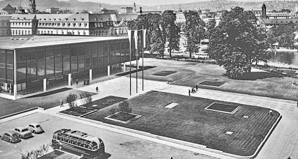 Landtag mit Neuem Schloss in Stuttgart, 1961. Foto: LMZ BW