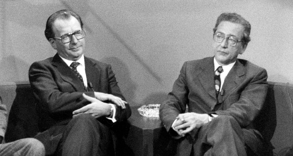Lothar Späth (links), Ministerpräsident von 1978 bis 1991, und Erhard Eppler, Sozialdemokrat, 1980, Foto: LMZ BW, 039257